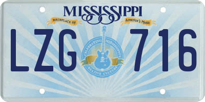 MS license plate LZG716