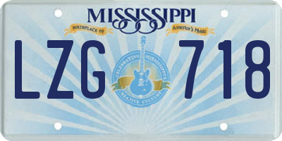 MS license plate LZG718