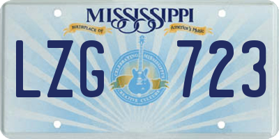 MS license plate LZG723