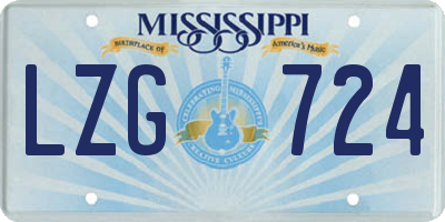 MS license plate LZG724