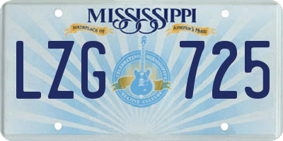 MS license plate LZG725