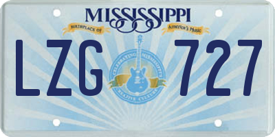MS license plate LZG727