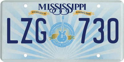 MS license plate LZG730