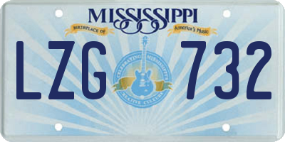 MS license plate LZG732