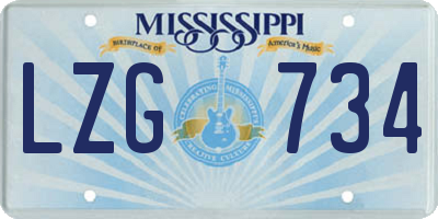 MS license plate LZG734