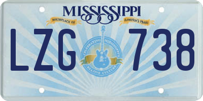 MS license plate LZG738