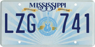 MS license plate LZG741