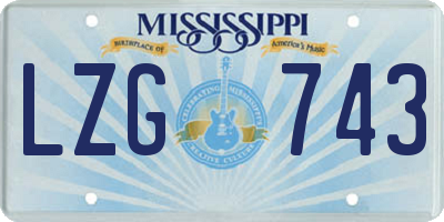 MS license plate LZG743