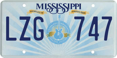 MS license plate LZG747
