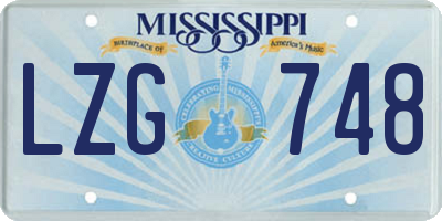 MS license plate LZG748