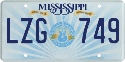 MS license plate LZG749