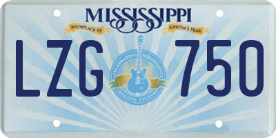 MS license plate LZG750