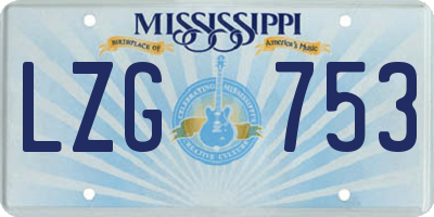 MS license plate LZG753