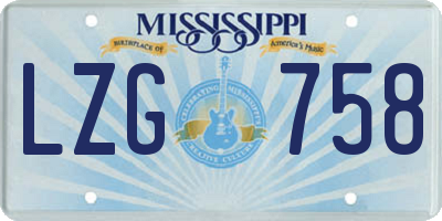 MS license plate LZG758