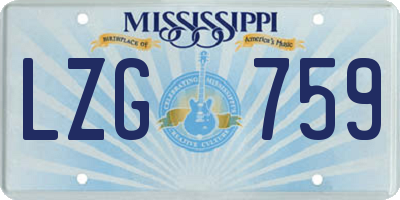 MS license plate LZG759