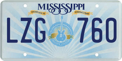 MS license plate LZG760