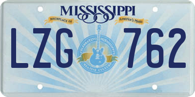 MS license plate LZG762