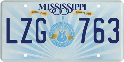 MS license plate LZG763