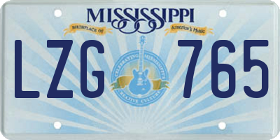 MS license plate LZG765