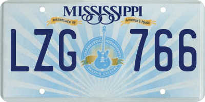 MS license plate LZG766