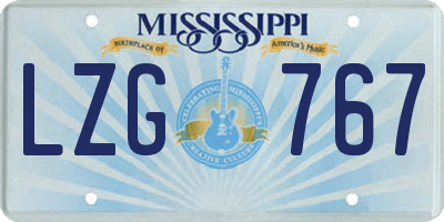 MS license plate LZG767