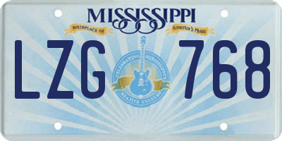 MS license plate LZG768