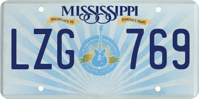 MS license plate LZG769