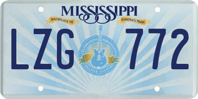 MS license plate LZG772