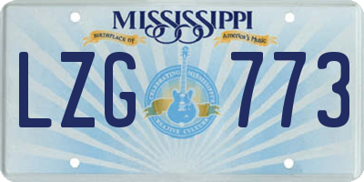 MS license plate LZG773