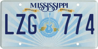 MS license plate LZG774