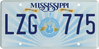 MS license plate LZG775