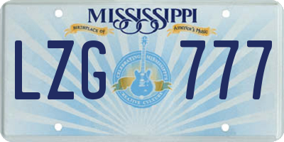 MS license plate LZG777
