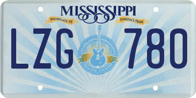 MS license plate LZG780