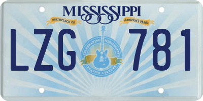 MS license plate LZG781