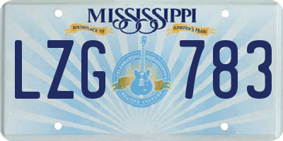 MS license plate LZG783