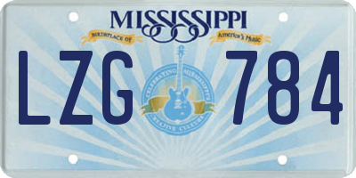 MS license plate LZG784