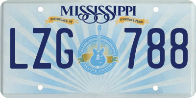 MS license plate LZG788