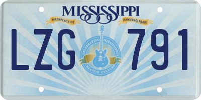 MS license plate LZG791