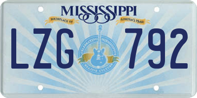 MS license plate LZG792