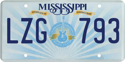MS license plate LZG793