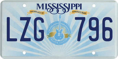 MS license plate LZG796