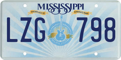 MS license plate LZG798