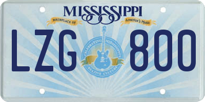 MS license plate LZG800
