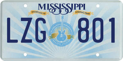 MS license plate LZG801