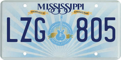 MS license plate LZG805