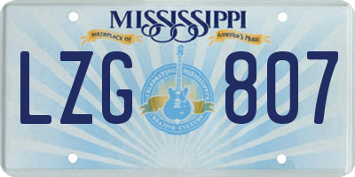 MS license plate LZG807