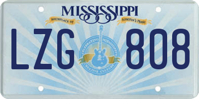 MS license plate LZG808