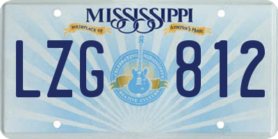MS license plate LZG812