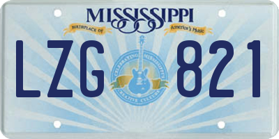 MS license plate LZG821