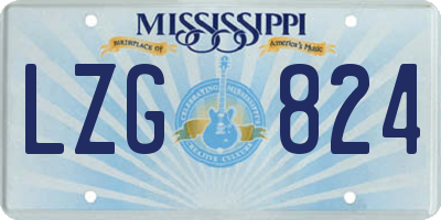 MS license plate LZG824